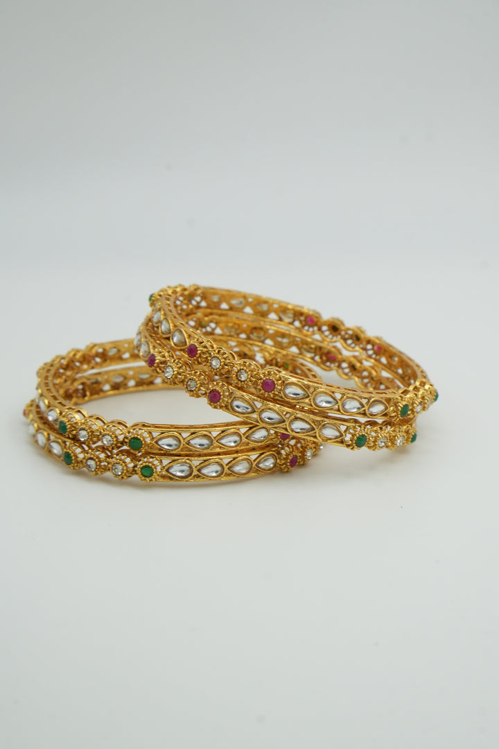 Traditional Multicolor Bangles with Dual Stone Accents - Victorian Jaipur