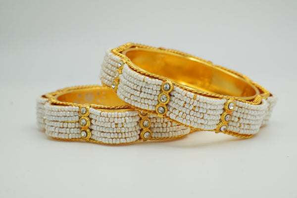 Handcrafted Designer Bangles with White Pearl Accents - Victorian Jaipur