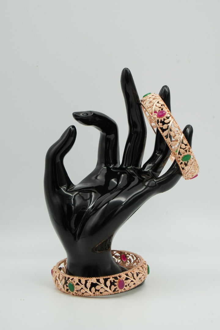 Timeless Gold Bangles with Gemstone and Pearl Embellishments - Victorian Jaipur