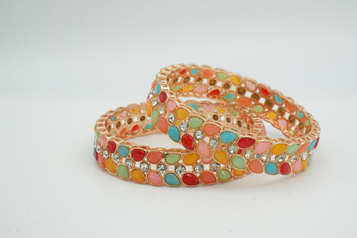 Festive Multicolor Bangle with Bright Accents - Victorian Jaipur