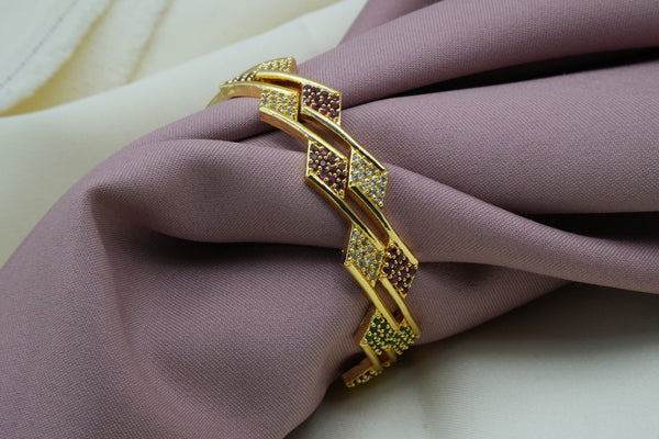 Traditional Gold-Plated Temple Design Bangles with Diamond-Style Detailing – Divine Jewelry - Victorian Jaipur
