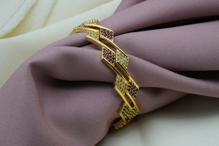 Traditional Gold-Plated Temple Design Bangles with Diamond-Style Detailing – Divine Jewelry - Victorian Jaipur