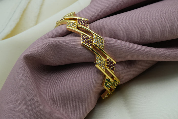 Traditional Gold-Plated Temple Design Bangles with Diamond-Style Detailing – Divine Jewelry - Victorian Jaipur