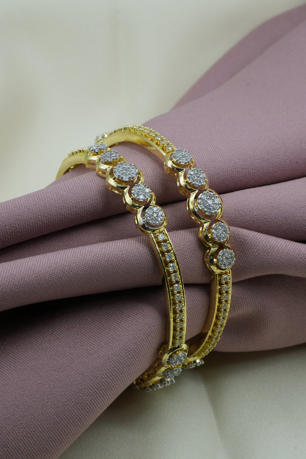 Golden Bangle Design with White Stones - Victorian Jaipur