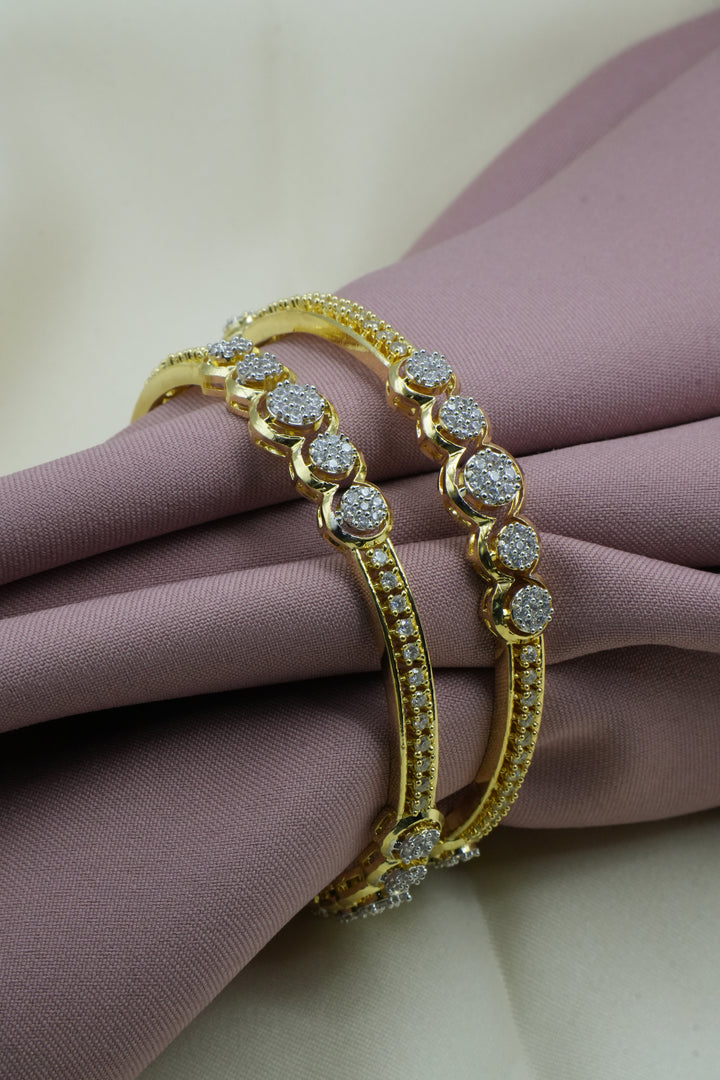 Golden Bangle Design with White Stones - Victorian Jaipur