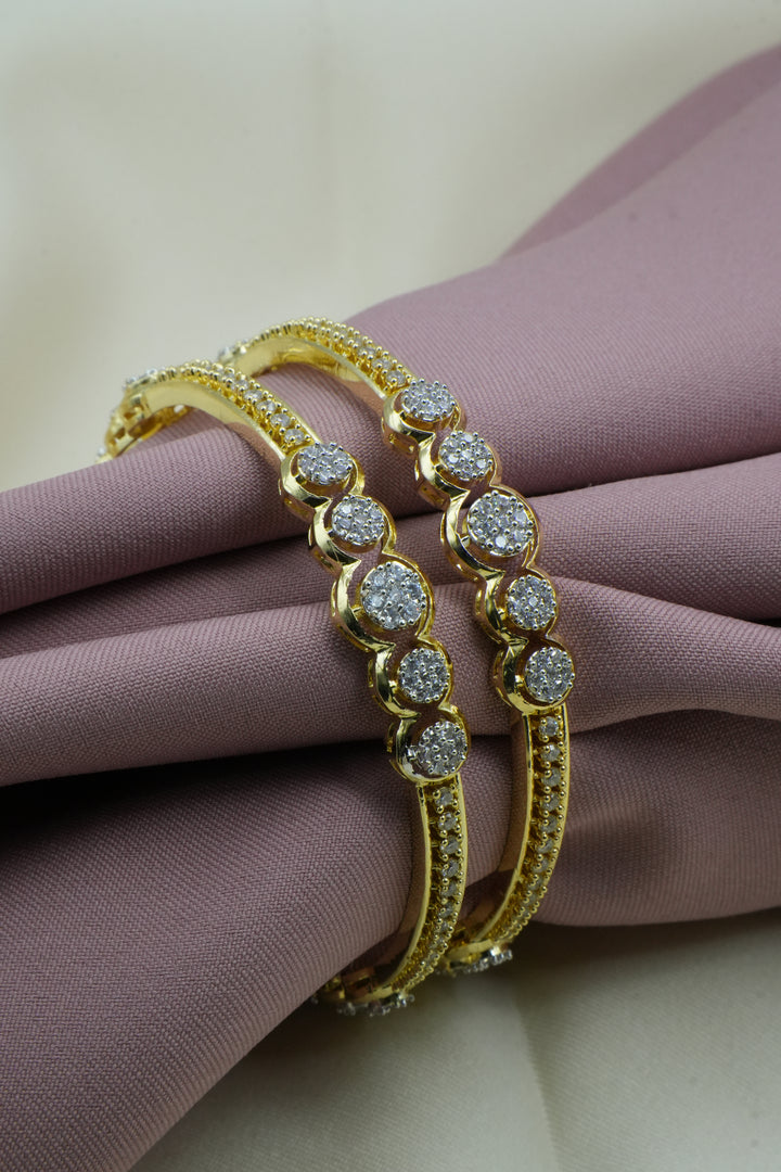 Golden Bangle Design with White Stones - Victorian Jaipur