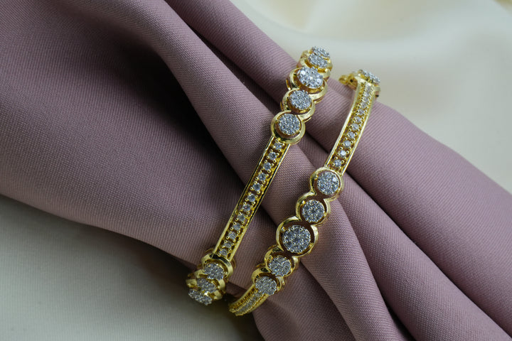 Golden Bangle Design with White Stones - Victorian Jaipur