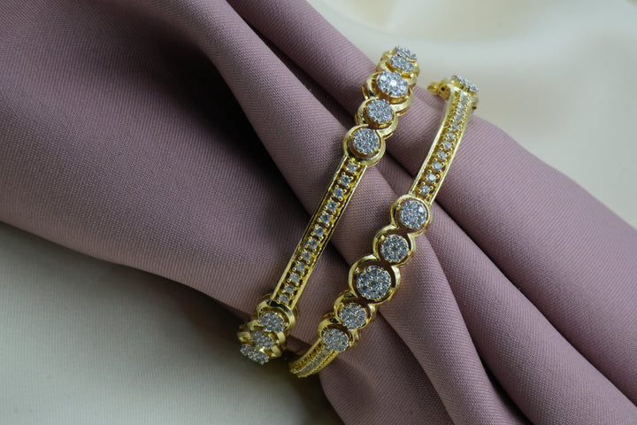 Golden Bangle Design with White Stones - Victorian Jaipur