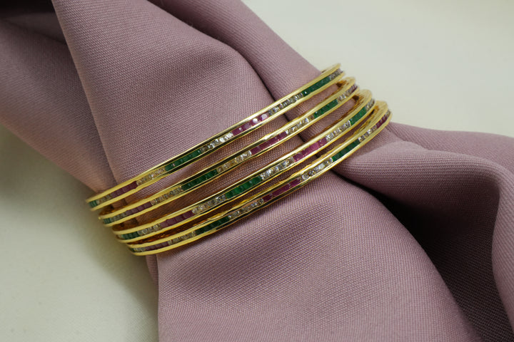 Luxury Golden Bangle Studded with Multicolor Stones - Victorian Jaipur