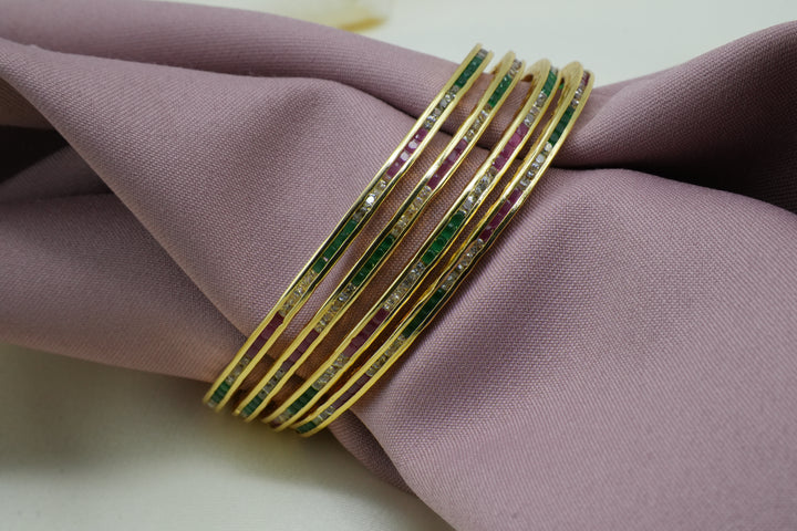 Luxury Golden Bangle Studded with Multicolor Stones - Victorian Jaipur