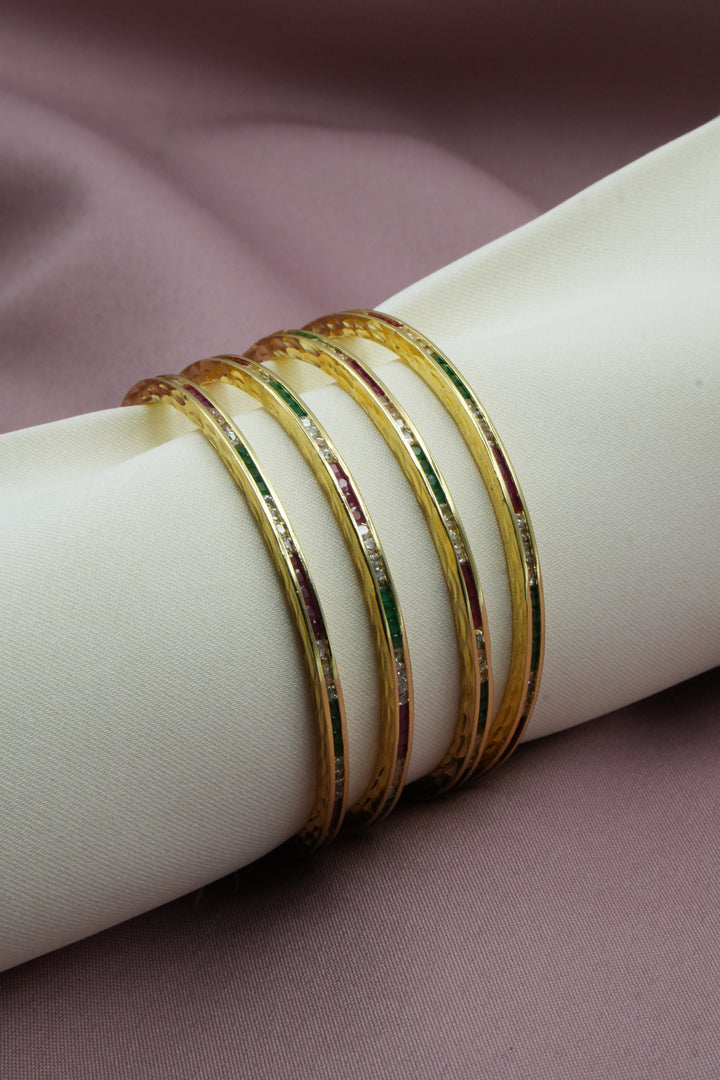 Luxury Golden Bangle Studded with Multicolor Stones - Victorian Jaipur