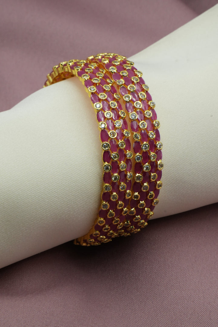 Charming Golden Bangle with Pink and Silver Accents - Victorian Jaipur