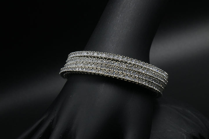 Classic Silver Diamond-Cut Bangles - Victorian Jaipur