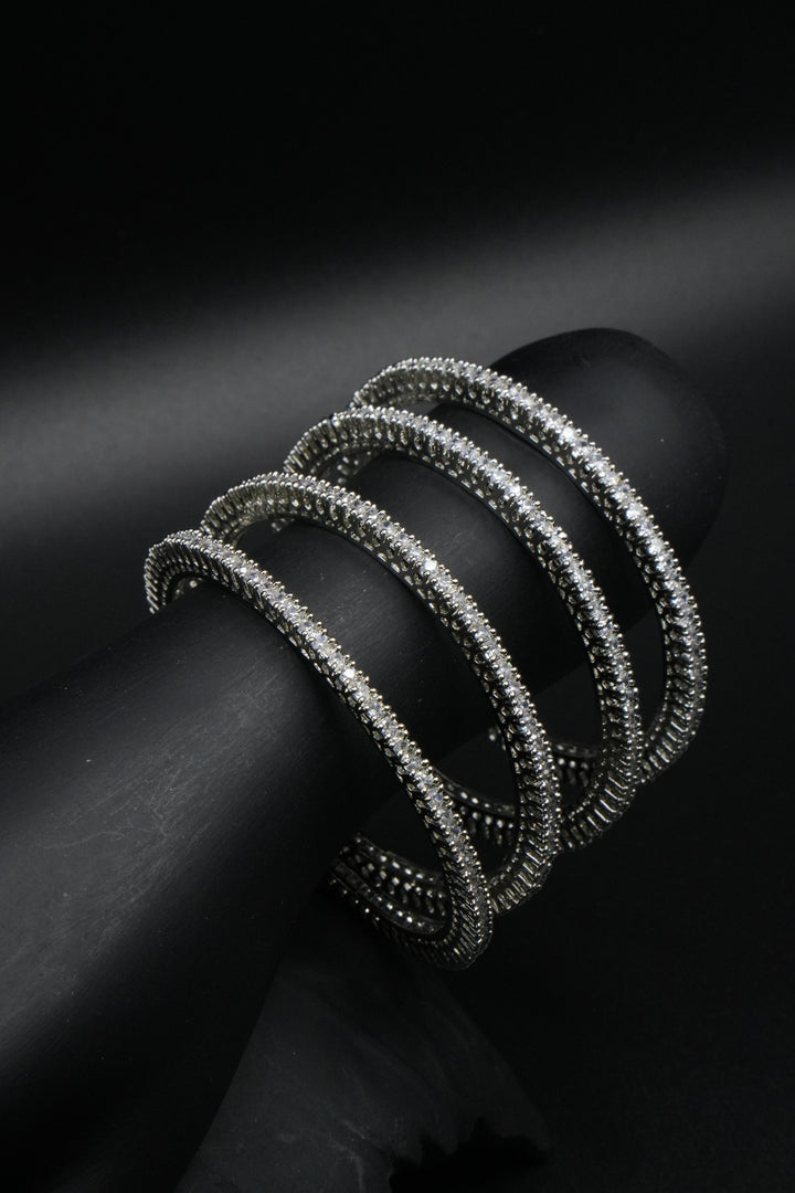 Classic Silver Diamond-Cut Bangles - Victorian Jaipur