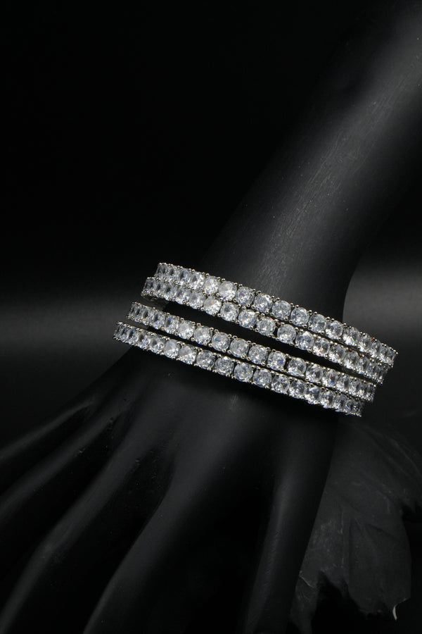 Elegant Bangles with White Square Stones - Victorian Jaipur