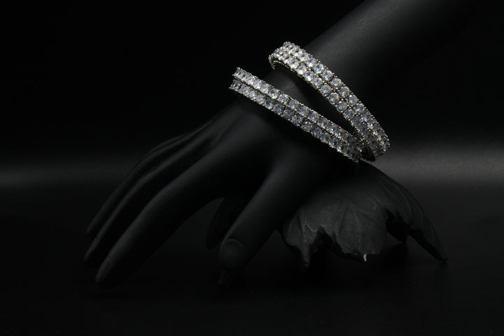 Elegant Bangles with White Square Stones - Victorian Jaipur