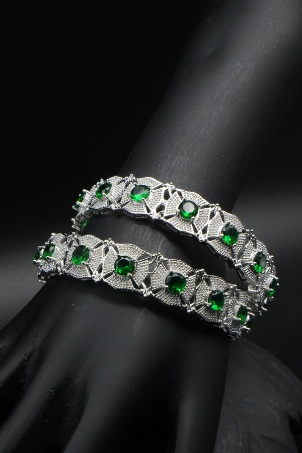 Royal Emerald Stone Designer Bangles - Victorian Jaipur