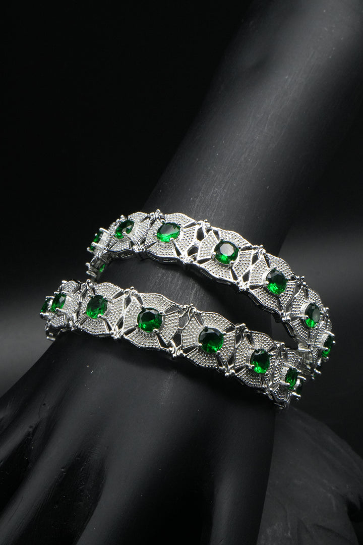 Royal Emerald Stone Designer Bangles - Victorian Jaipur