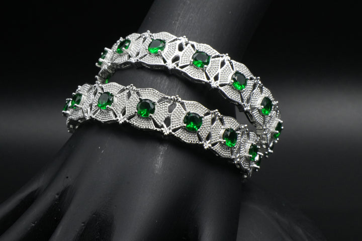 Royal Emerald Stone Designer Bangles - Victorian Jaipur