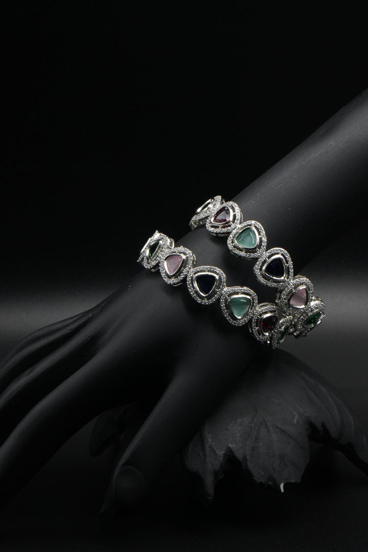 Multi-Colour  Tear-Drop Gemstone Bangles - Victorian Jaipur