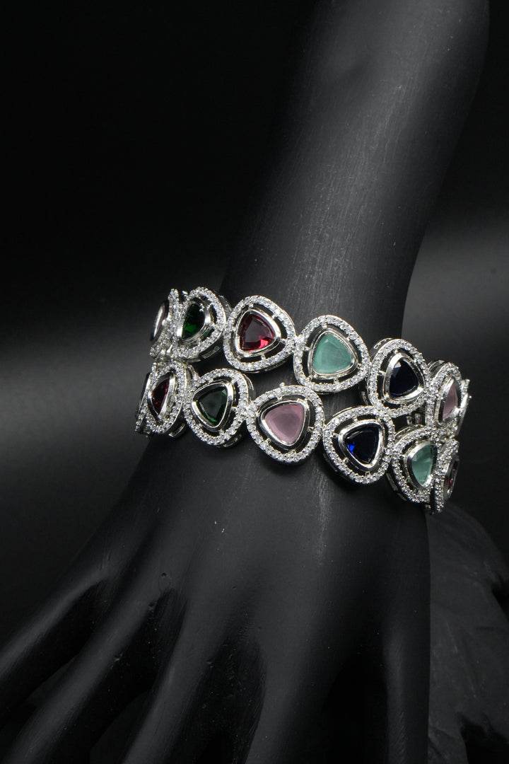 Multi-Colour  Tear-Drop Gemstone Bangles - Victorian Jaipur