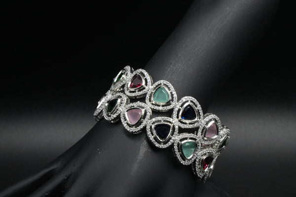 Multi-Colour  Tear-Drop Gemstone Bangles - Victorian Jaipur