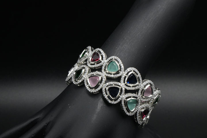 Multi-Colour  Tear-Drop Gemstone Bangles - Victorian Jaipur