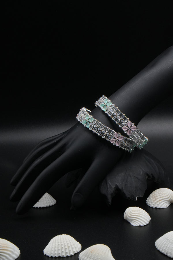 Floral Pastel Gem Bangles - Victorian Jaipur
