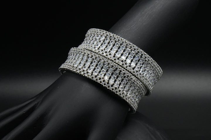 Elegant Silver Sparkle Bangles - Victorian Jaipur