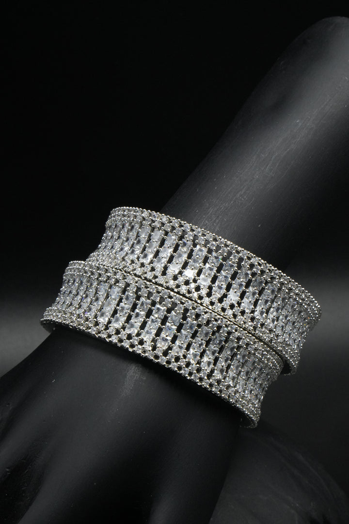 Elegant Silver Sparkle Bangles - Victorian Jaipur