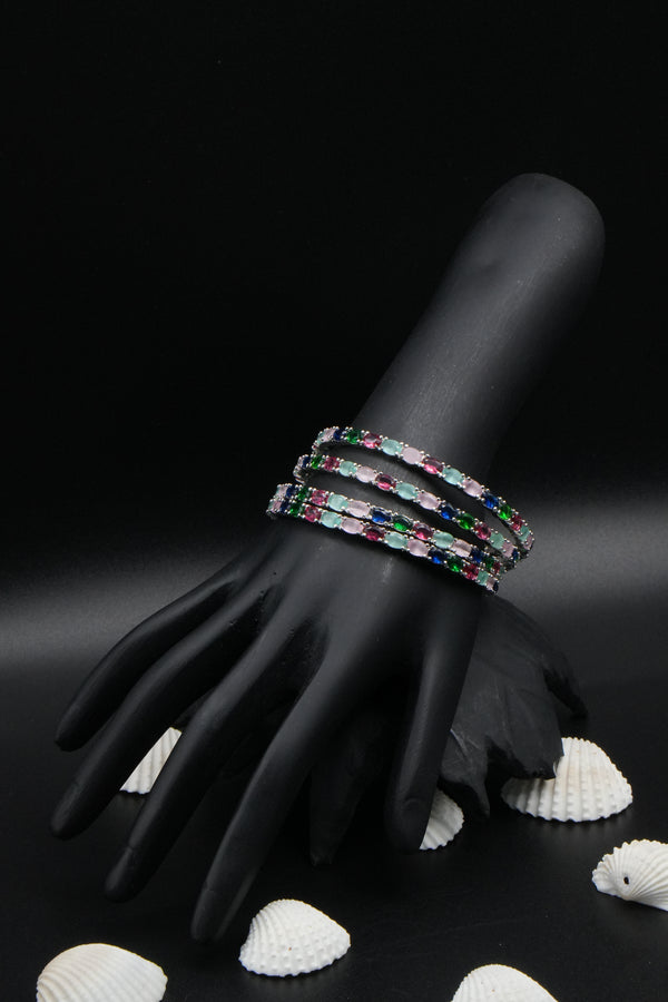 Multicolour Gemstone Bangles – Vibrant Elegance - Victorian Jaipur