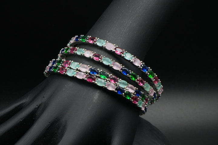 Multicolour Gemstone Bangles – Vibrant Elegance - Victorian Jaipur