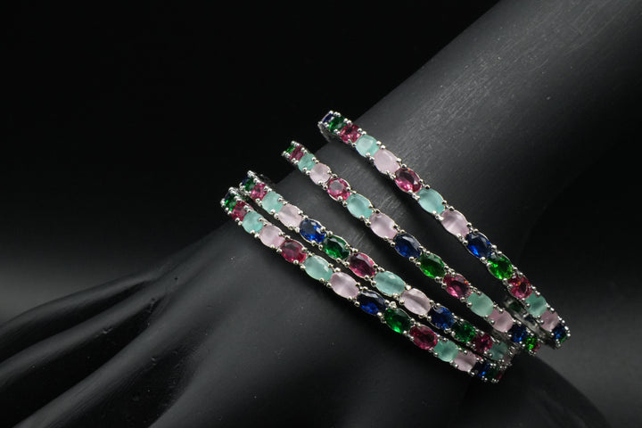 Multicolour Gemstone Bangles – Vibrant Elegance - Victorian Jaipur
