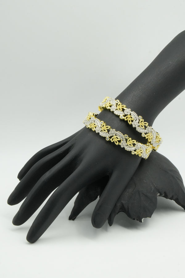 Royal Radiance – Golden Floral Designer Bangles - Victorian Jaipur