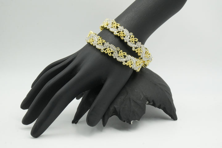 Royal Radiance – Golden Floral Designer Bangles - Victorian Jaipur