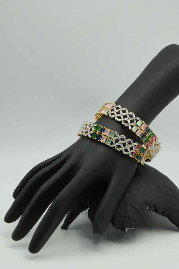 Opulent Sparkle – Crisscross Multicolour Bangles - Victorian Jaipur