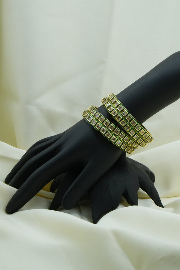 Heritage Charm – Square-Cut Kundan Style Bangles - Victorian Jaipur