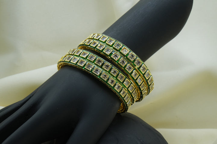 Heritage Charm – Square-Cut Kundan Style Bangles - Victorian Jaipur