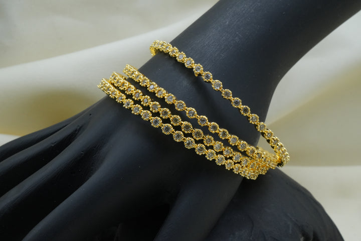 Timeless Elegance – Classic Diamond-Style Bangles - Victorian Jaipur