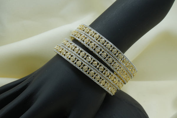 Dual-Tone Crystal-Studded Designer Bangles - Victorian Jaipur