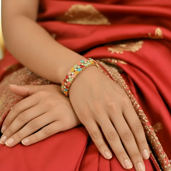 Festive Multicolor Bangle with Vibrant Accents for Every Celebration Gold Plated
