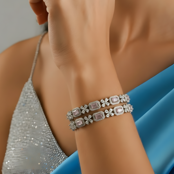 Classic Silver-Plated Bangles for Women – Grace with Every Sparkle