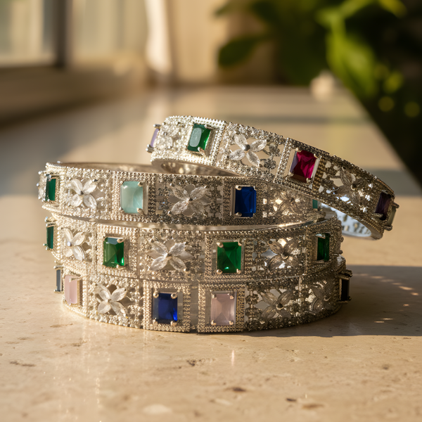 Classic Silver-Plated Bangles for Women – Grace with Every Sparkle