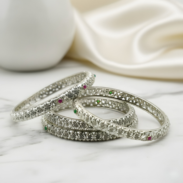 Silver-Plated Bangles for Women – Grace with Every Sparkle