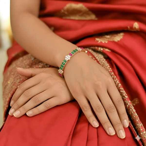 Stylish Gold-Plated Bangles with Multicolor Stones for Women