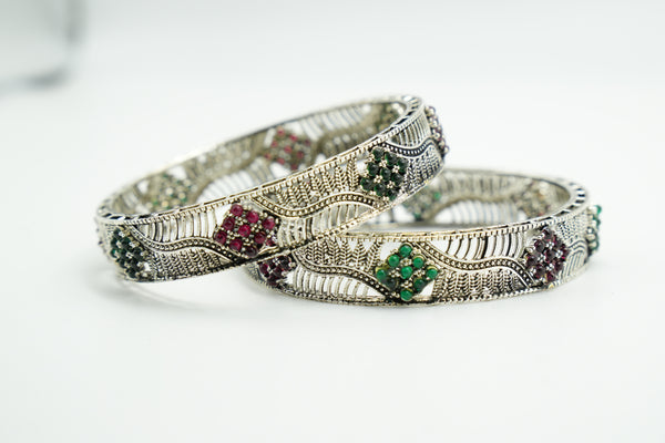 Silver Ethnic Bangle - Victorian Jaipur